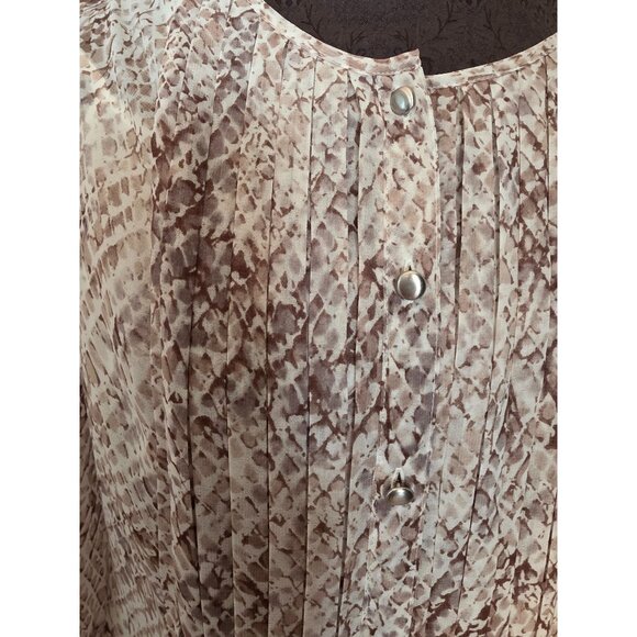 Talbots Womens Blouse Size 12P Snake Print Sheer Long Sleeve Button Front NWT - Picture 2 of 11